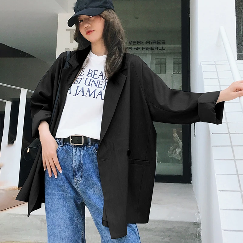 LANMREM 2020 новый модный весенний офисный женский свободный Двубортный повседневный