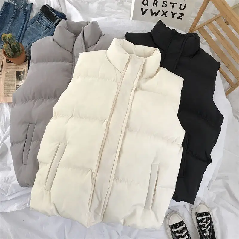 

Cotton vest 2020 The new listing Korean style outer wear winter warm sleeveless jacket students all-match beige Free shipping