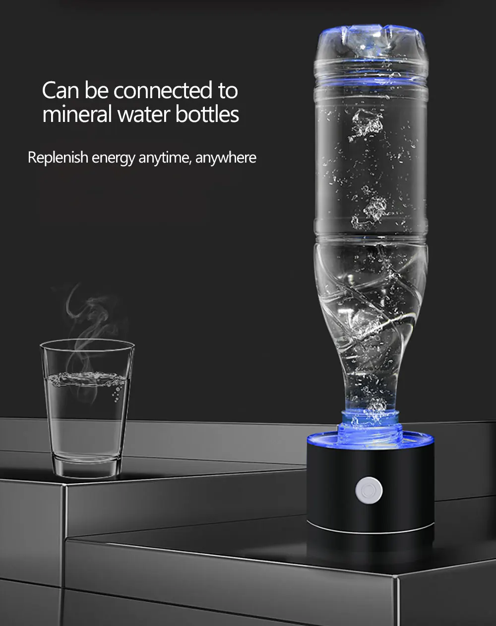 Hydrogen Rich Water Generator Bottle -Glass Cupbody SPE&PEM High Concentration Of Hydrogen Water Generator H2 Inhalation Device 4