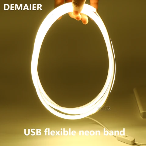 USB гибкая неоновая лампа seil rohr для украшения дома своими руками Форма Цвет Радуга неосветильник светодиодная полоса app 5 в WS2812B Smart 5050 RGB