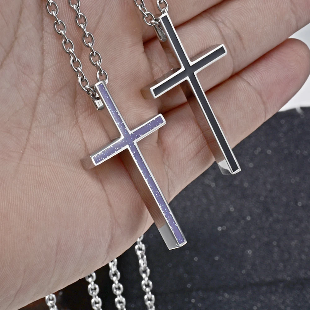 Простой крест Христос кулон ожерелье для женщин мужчин пара подарок титановая