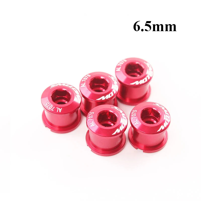 5PCS-Red-6.5mm 5 шт. болты для велосипедных цепей одинарные/двойные/трехскоростные винты для велосипедных кривошипов и цепных колец MTB Аксессуары для велосипеда - Цвет: 5PCS-Red-6.5mm