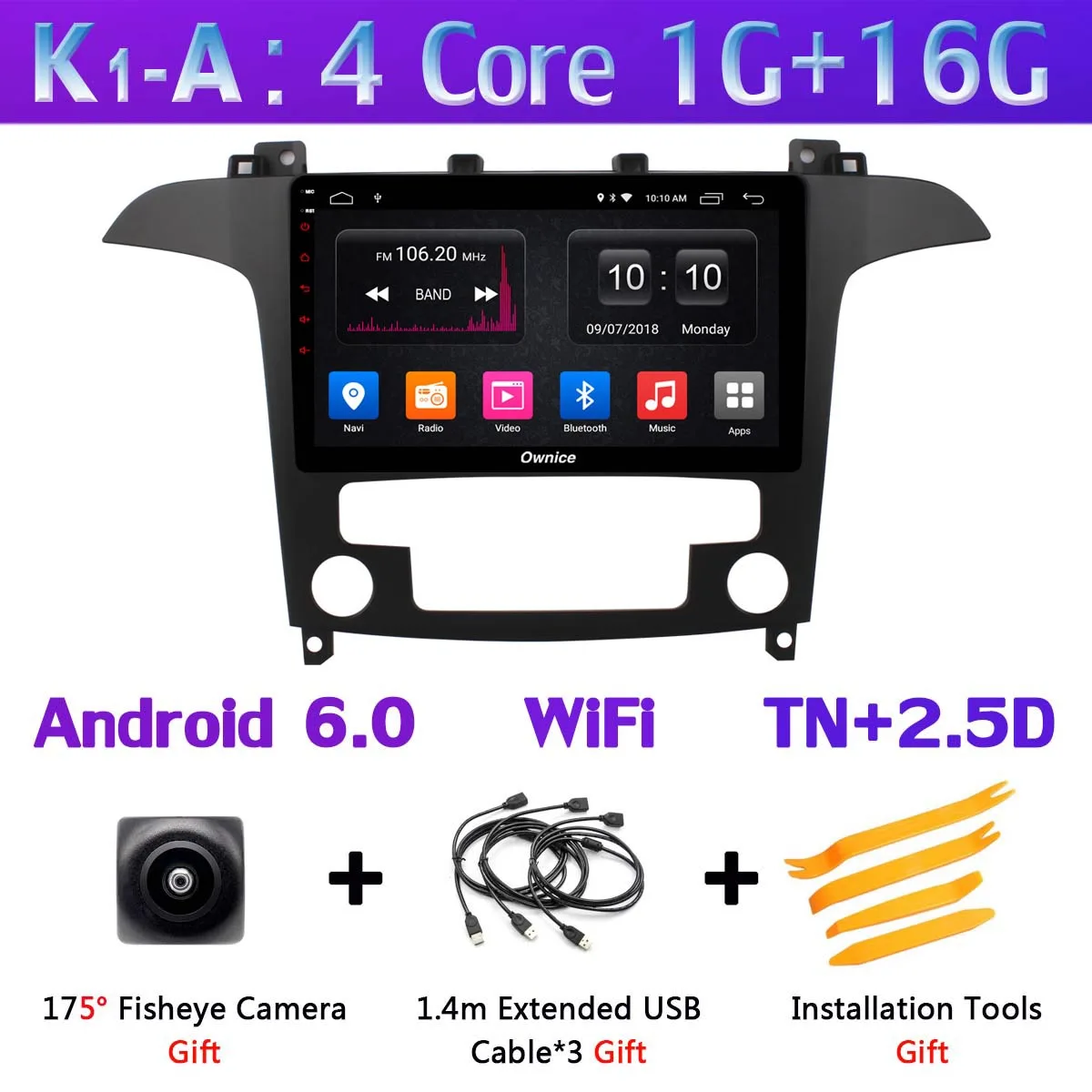 K1-A 360°Pano ram ic 4×камера 4G LTE 4 ГБ ОЗУ+ 32 ГБ Android 9,0 ips Автомагнитола для Ford S-Max S Max 2007 2008 gps Navi DSP CarPlay - Цвет: K1-A