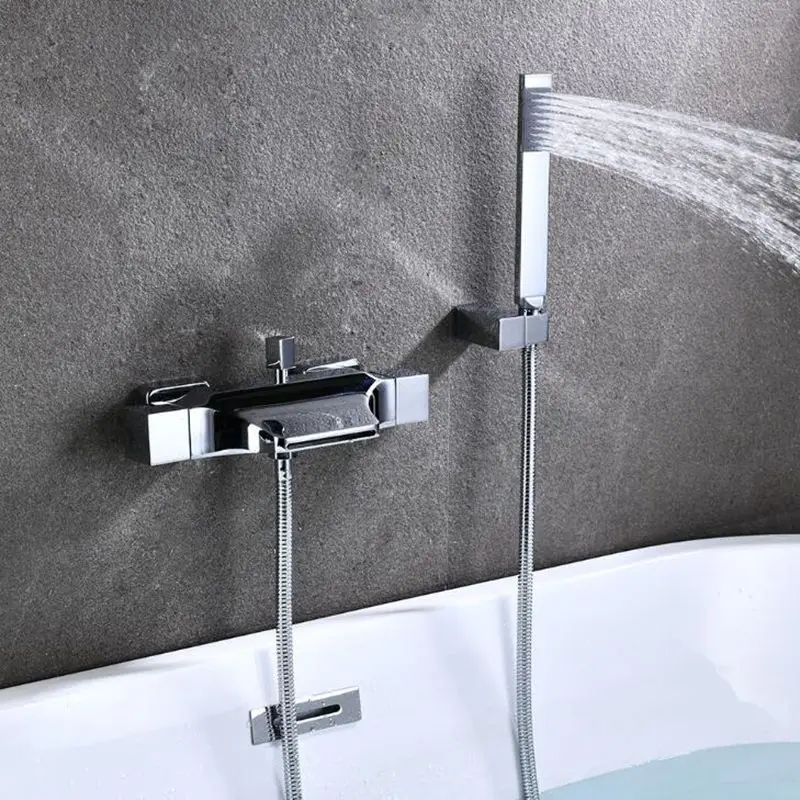 

Luxury Chrome Bath Faucet Hot Cold Water Mixer Crane Wall Bath Faucets with Sliding Bar Shower Faucet ELM723C