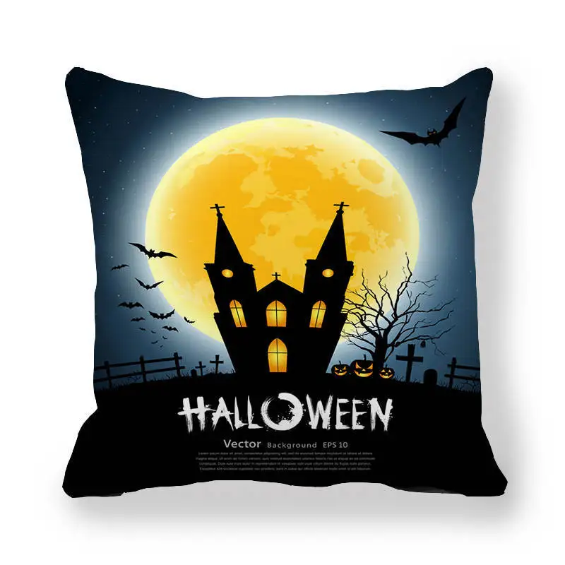 Синий ночью Хеллоуин украшение наволочка подушки летучей мыши велюром полиэстер