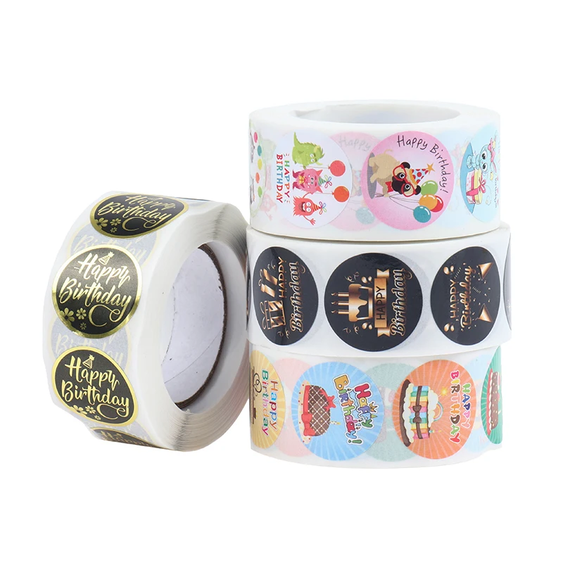 

1 рулон/500 шт., наклейки на день рождения