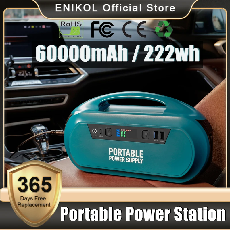 

Portable Backup Power Bank Station 110V 220V Solar Generator 60000mAh 222Wh Lithium Battery Outdoor Energy Supply for Camping