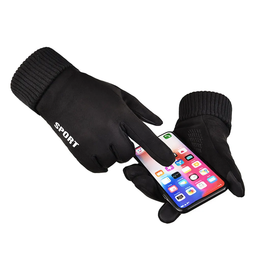 Мужские зимние толстые плюшевые подкладки замшевые рельефные термоварежки для