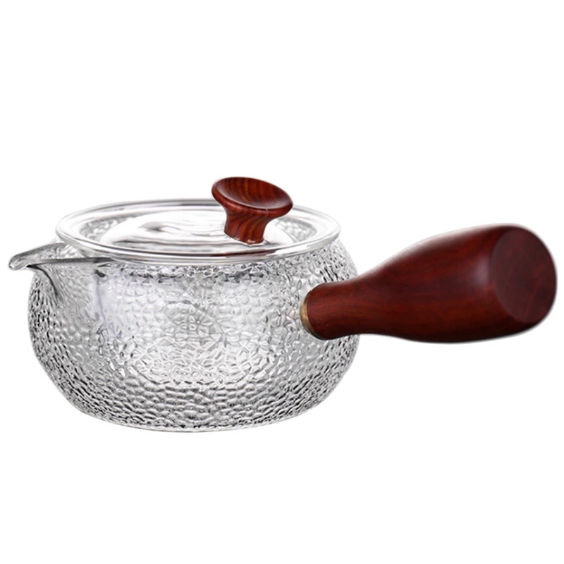 

LBER 1 PCS 600Ml Japanese Style Teapot Clear Glass Wood Handle Pot Tea Maker Coffee Water Kettle Teaware Tool Decor