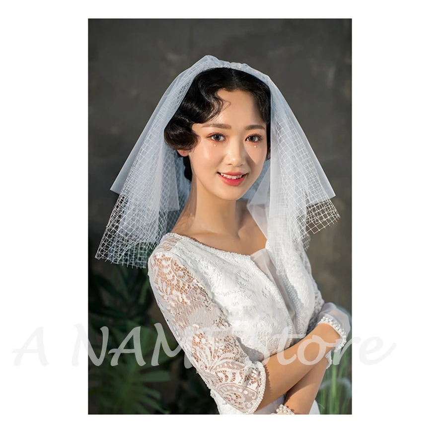 Короткие Свадебные фаты для невест невесты с расческой Румяна 4 слоями белого