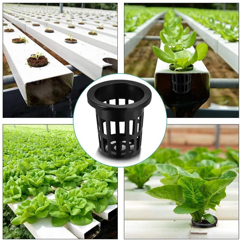 

100 Pack 2.36 Inch Net Cups Slotted Mesh Wide Lip Filter Plant Net Pot Bucket Basket for Hydroponics Aquaponics Orchids