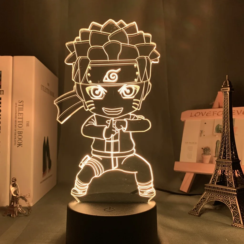 Лампа удзумаки Chibi Наруто 3D декоративный светильник на батарейках для комнаты
