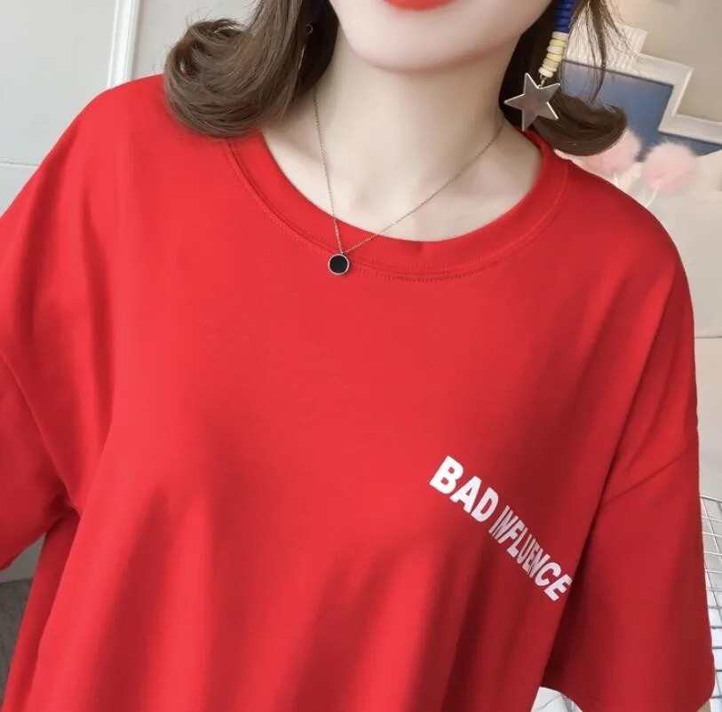 #4918 летнее 2021 прямое красное платье-футболка для женщин с коротким рукавом и