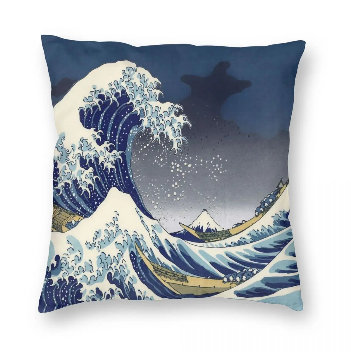 

Great Wave Kanagawa Night Square Pillowcase Polyester Linen Velvet Printed Zip Decor Sofa Seater Cushion Cover