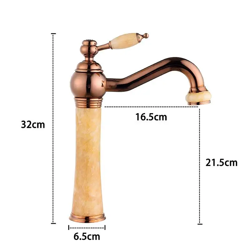 

Basin Faucet Rose gold Jade Bathroom Sink Faucet Hot And Cold Basin Jade Taps Golden Faucet Marble Stone Gold Brass Made mixer