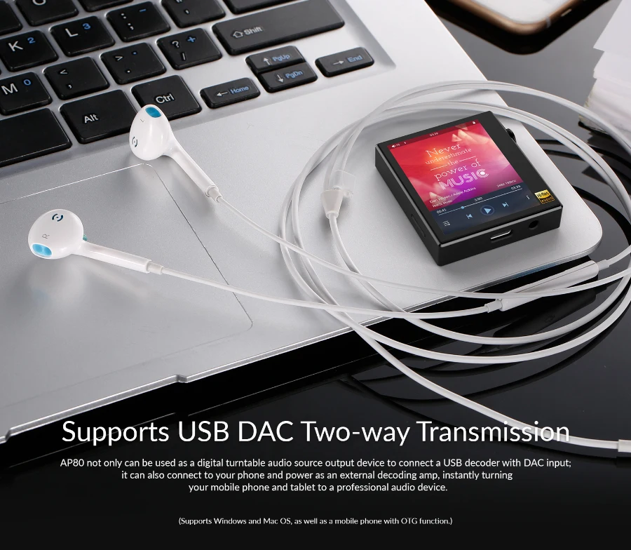 Ультрапортативный плеер Hidizs AP80 музыкальный mp3 с высоким разрешением ES9218P Bluetooth