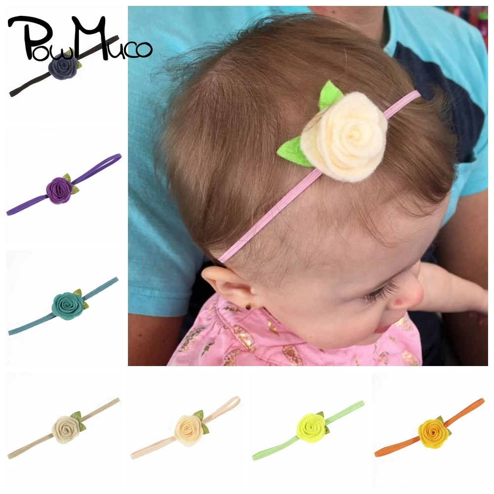 

Powmuco Lovely Handmade Leaves Flower Baby Girls Headband Solid Color Floral Elastic Hairband DIY Party Decoration Birthday Gift