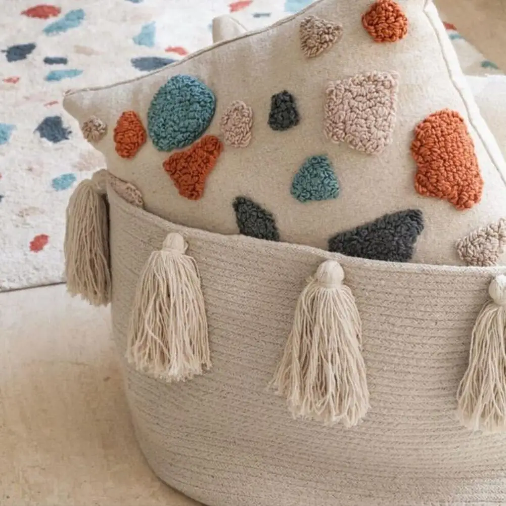 

Multiple colour Baby Storage Bag Cotton Rope Woven Tassel Basket Diaper Storage Box Baby Bedding Set Accessories