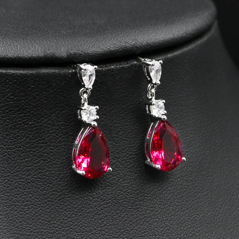 

Korean jewelry simple temperament necklace set business diamond-studded zircon tassel retro earrings exquisite drop pendant