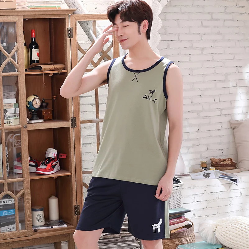 Новинка 2022 летняя мужская пижама жилет мужской пижамный комплект Мужская из