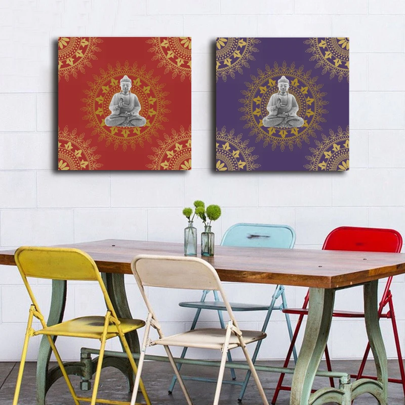 Красные обои травертин Будда сугата печать на холсте модульные картины постер