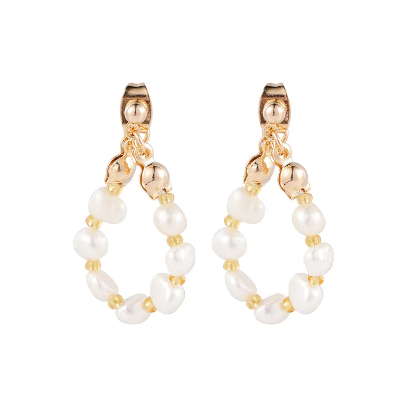 

Simple Water Drop Pearl Temperament Ear Hook Vintage Palace Style Elegant Long Women Earrings Jewelry