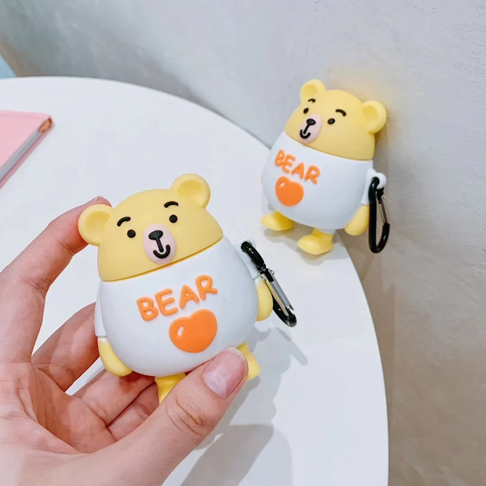 Чехол для наушников с кроликом медведем AirPods 2 милый силиконовый мультяшный чехол