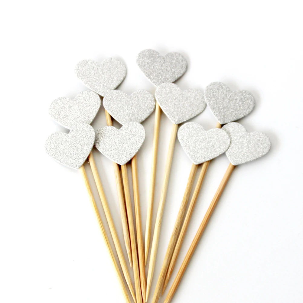 10 шт блестящая бумага в форме сердца торт кекс топперы для торта выбор детей день