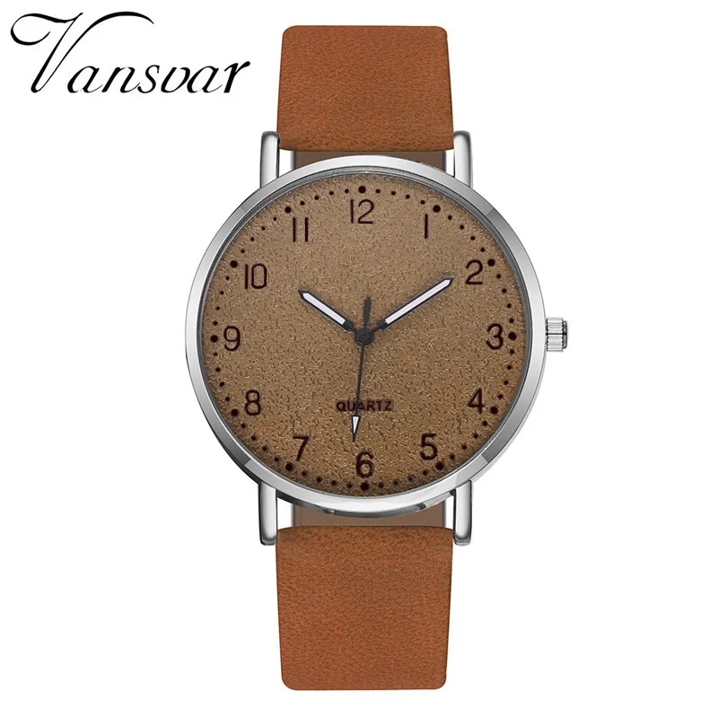 Модные женские часы vansvar простой кожаный ремешок наручные повседневные подарок