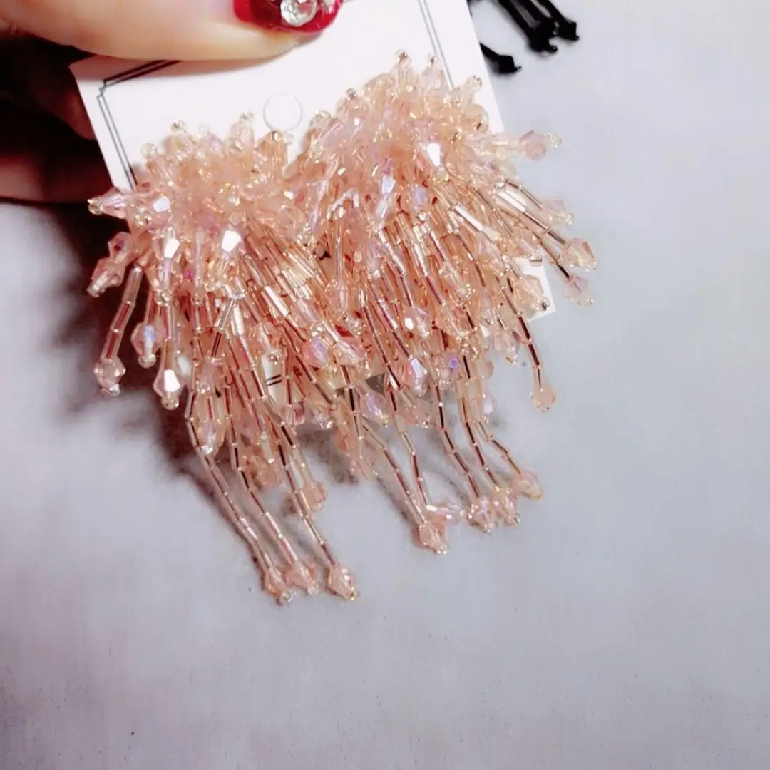 Модные длинные висячие серьги с бусинами богемные женские кисточками вечерние