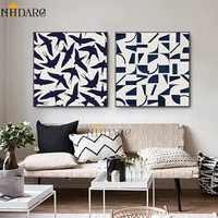 nhdarc blue abstract bird color block giclee print art canvas painting poster wall pictures for living room home decor