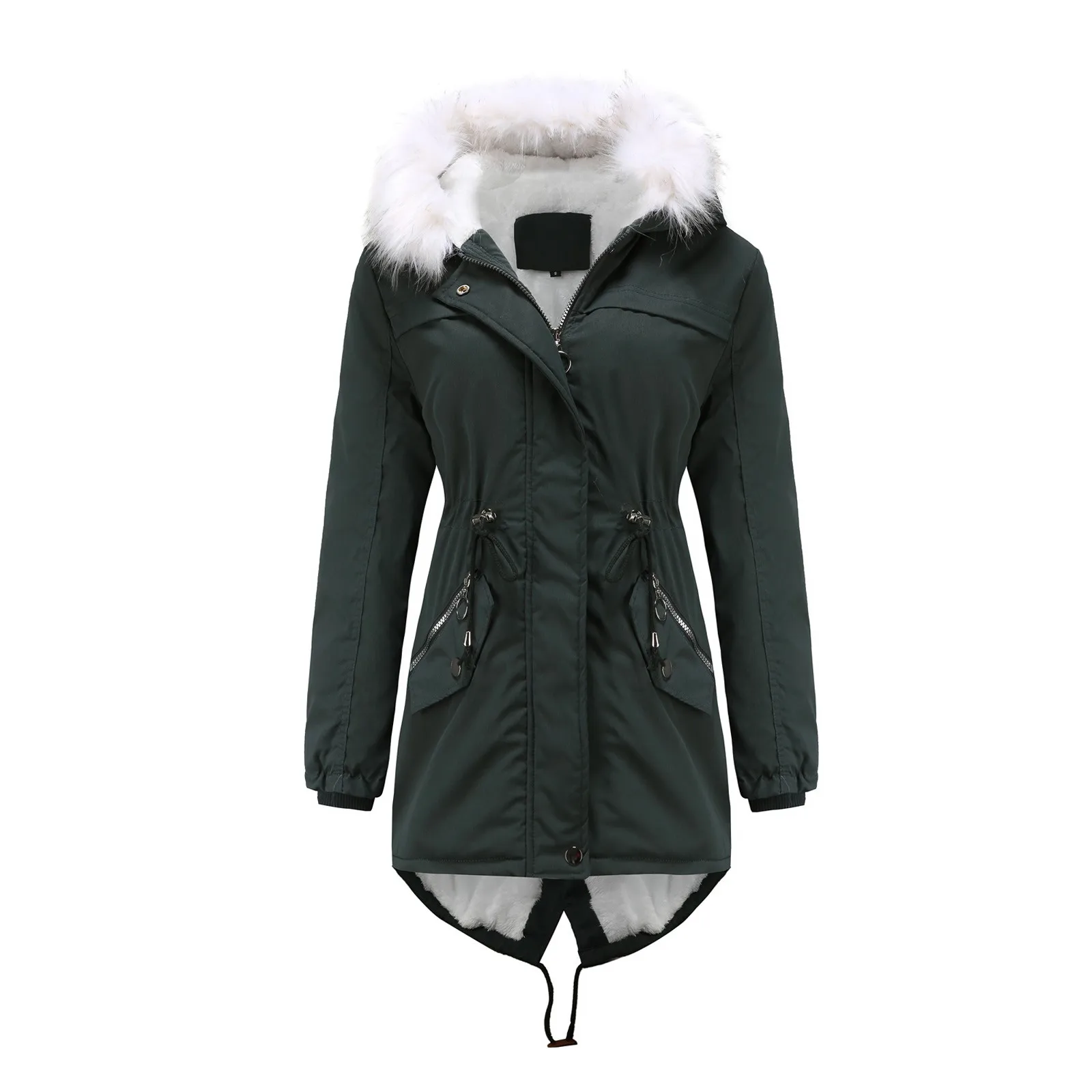 

Women Warm Coat Jacket Outwear Fur Lined Trench Winter Hooded Thick Overcoat Winter Plus Size Female Jackets Chaquetas Mujer
