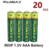 pujimax 1 5v carbon battery 20pcs r03p 3a dry bateries super heavy duty single use batteries for thermometer body fat scale