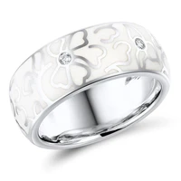 personalized retro handmade ceramic ring for women elegant white flowers imitation porcelain ring wedding party jewelry
