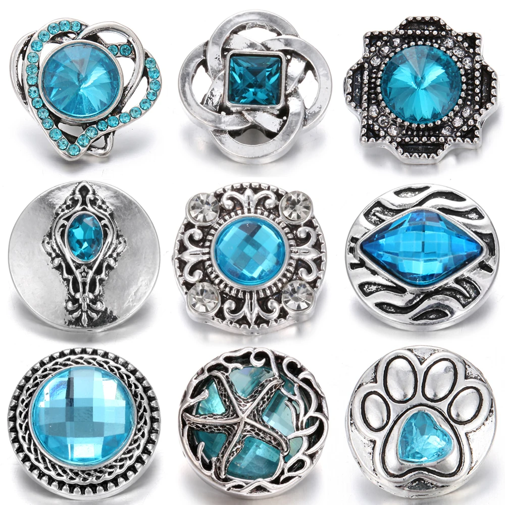 6 шт./Лот 18 мм кнопки ювелирные изделия Стразы металлические подходят DIY браслет