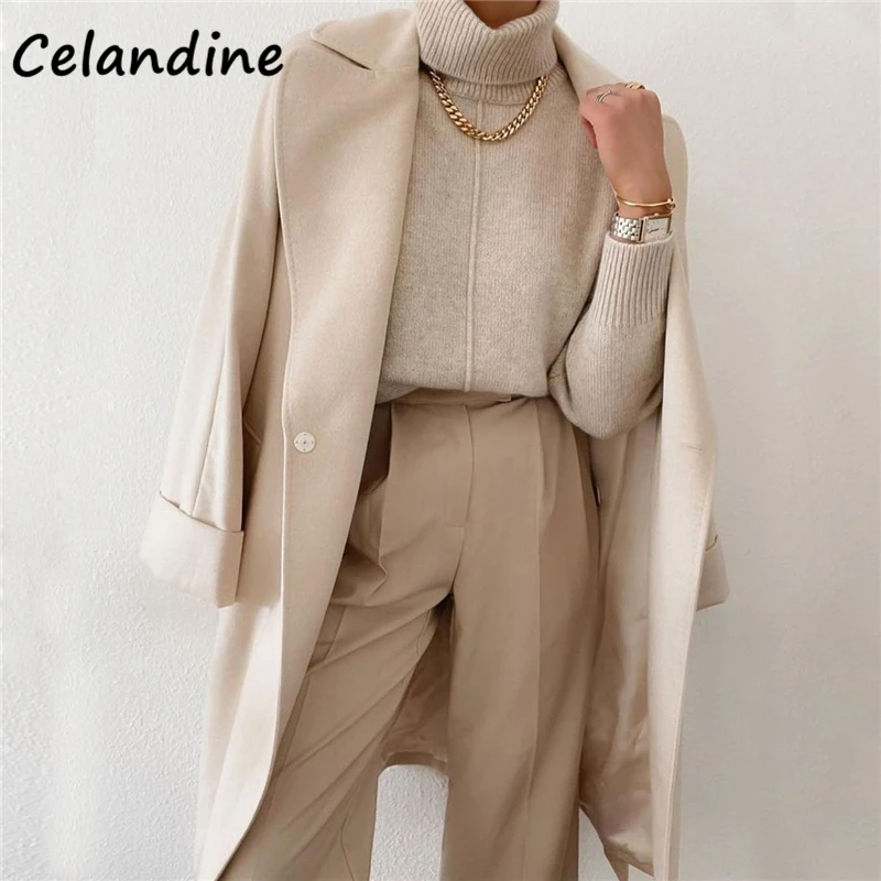 

Celandine pantalon Streetwear taille haute pour femme, vtement ample, kaki, Long, Chic, Sexy, avec poches, tenue de bureau, Y2K