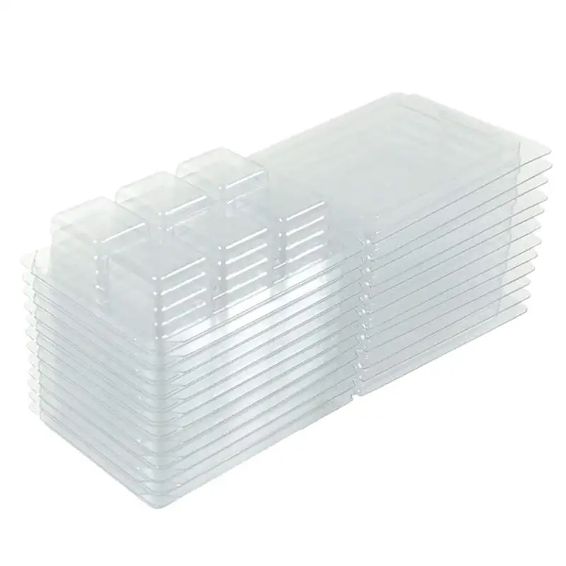 

50pcs Wax Melt Clamshell Molds Clear Empty Plastic Cube Tray for Soap Wax