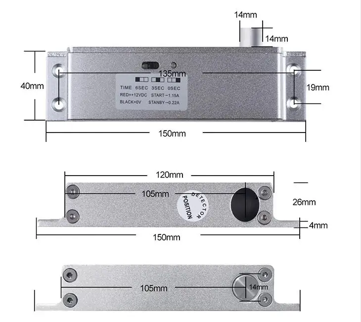 12 В постоянного тока Временная задержка Электрический Болтовой замок для