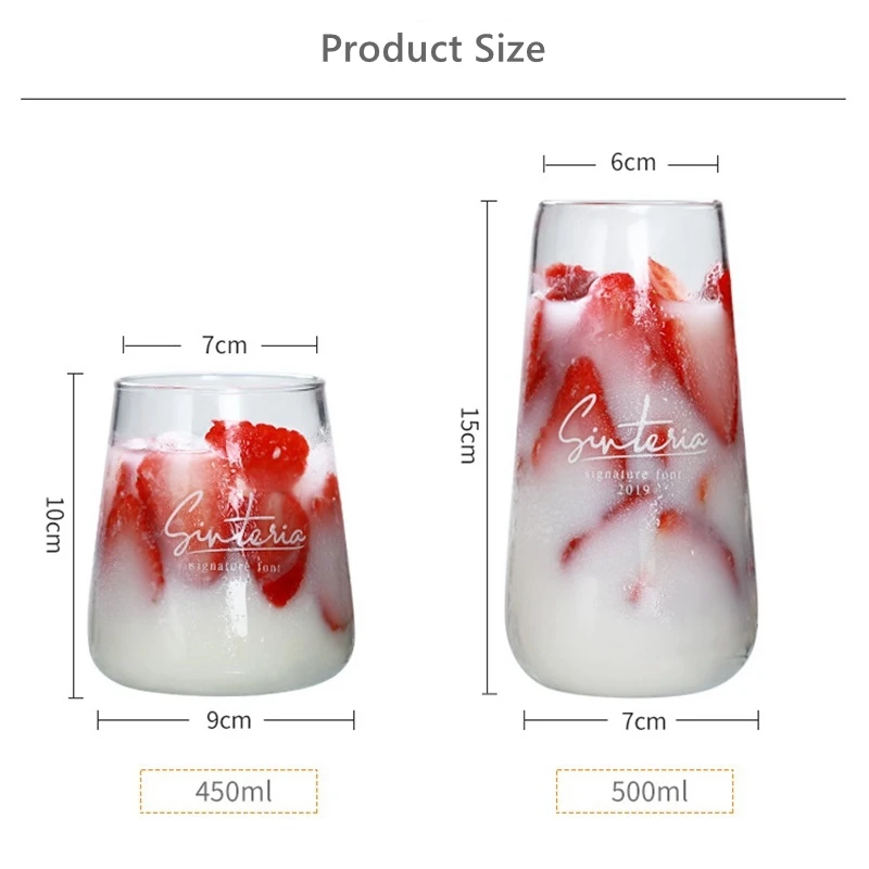 

Drink Glass Cup Heat-Resistant For Water Juice Milk Mousse 450/500ML
