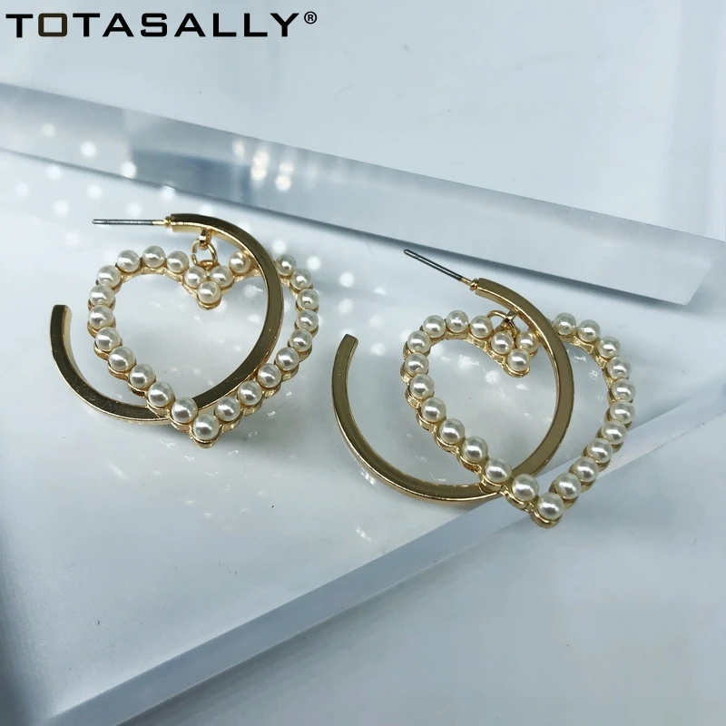 

TOTASALLY New Arrival Earrings Simulated Pearl Heart/ Square/ Circle/ Treangle/ Star Stud Earrings for Women Girl Gift Dropship