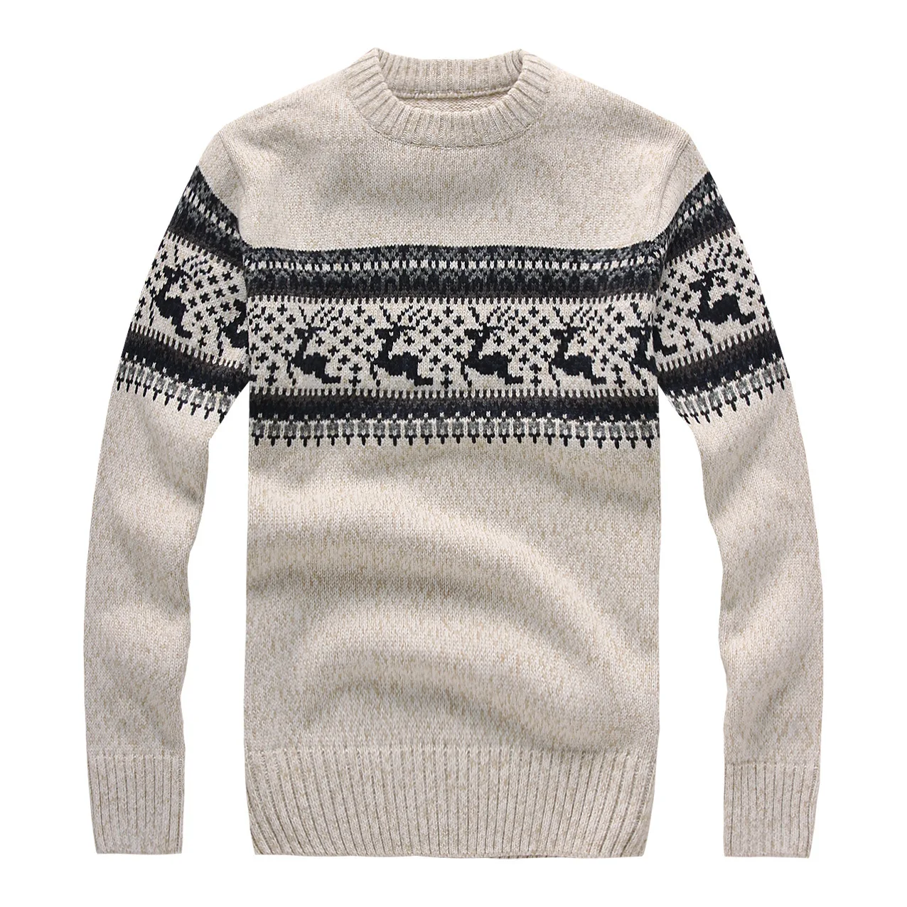 

Men's Autumn Winter Brand Round Neck Sweater Men Cashmere Warm Pullover Sweaters Male Christmas Deer Pattern Knitted Jumper