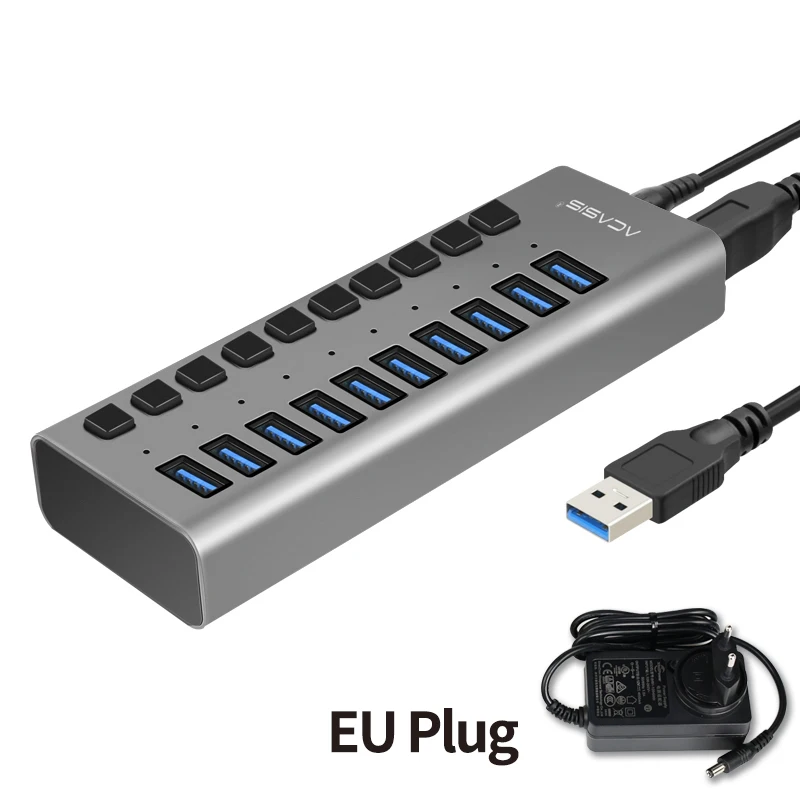 Usb хаб зарядное устройство 10 портов USB 3 0/usb многоразветвитель 12 В/4A EU/US адаптер
