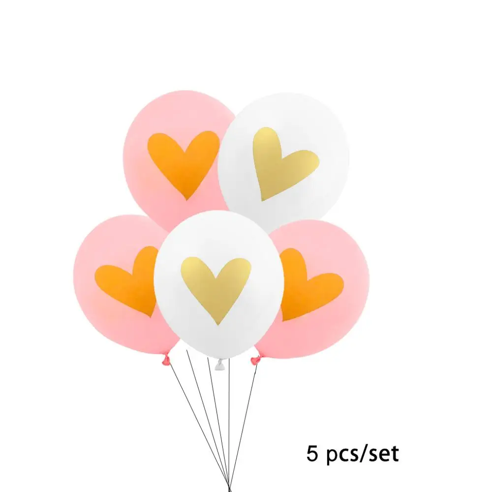 Латексные шарики с принтом в виде сердца 10 дюймов партия из 5 предметов золотые