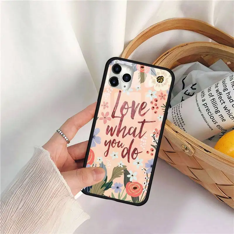 

Bible Flower Phone Case Tempered glass For iphone 11 12 PRO MAX X XS XR 5C 6 6S 7 8 plus