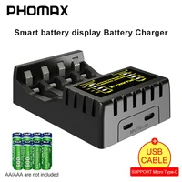 phomax 4 slot smart battery charger with short circuit protection and led indicator for aaaaa rechargeable ni mhni cd battery