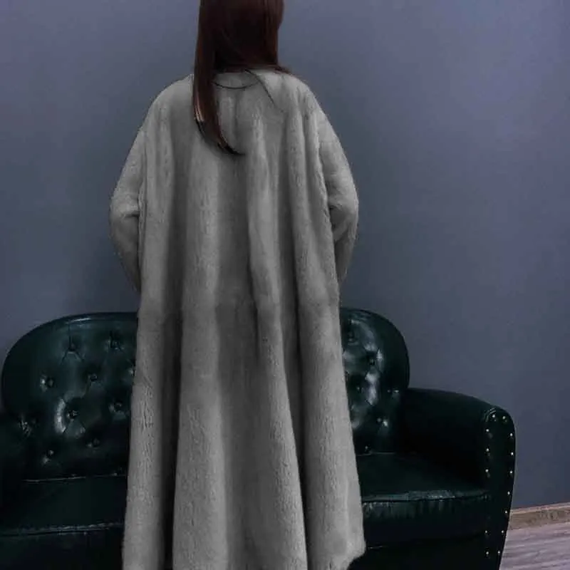 Female Fur &amp Faux Temperament Women Coat 2022 New Winter Fashion Casual Medium Length Solid Color NBH301 | Женская одежда