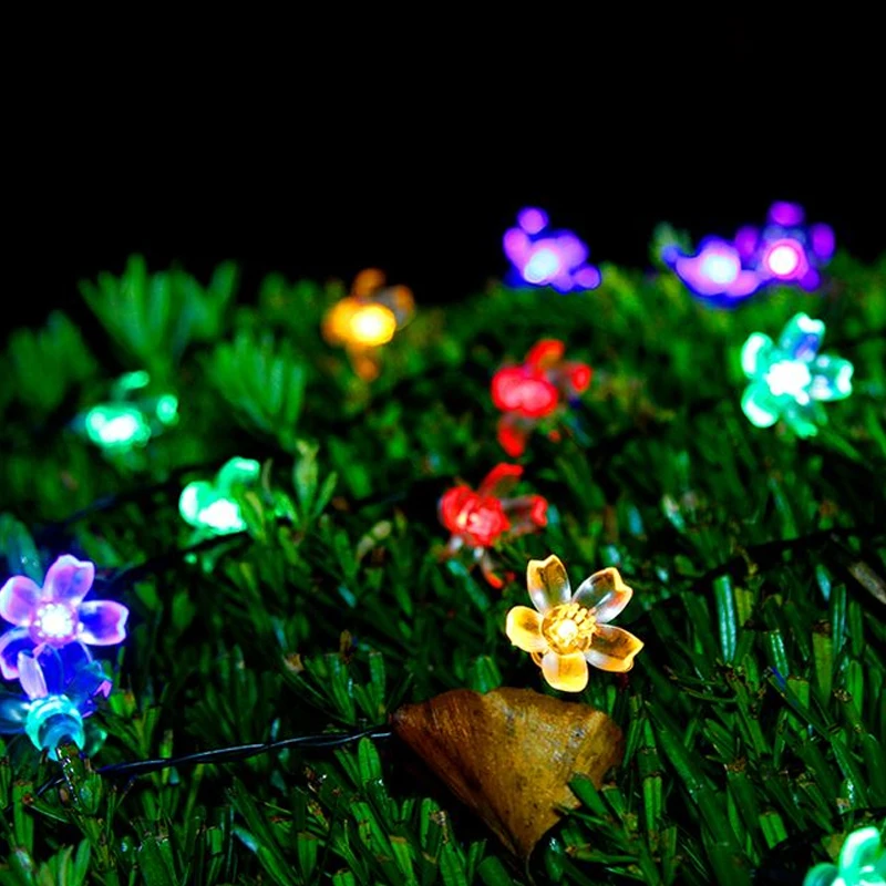 

Solar Cherry Blossoms Lamp String Garland Fairy String Light Outdoor Waterproof LED Light Solar Power Wedding Party Decor Light