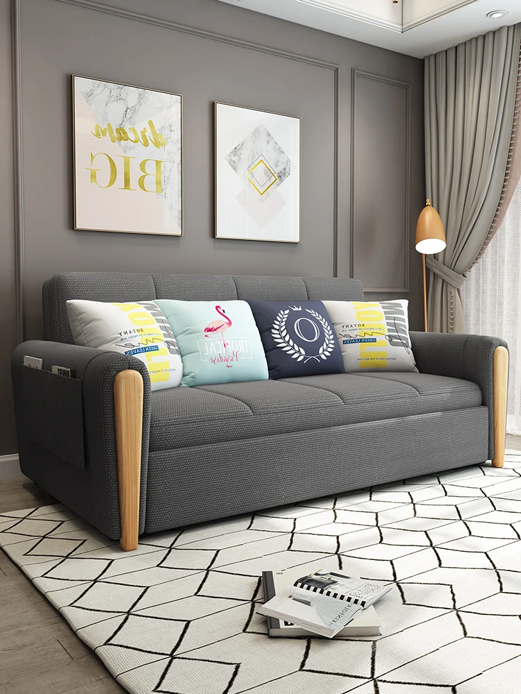 

Многофункциональный складной диван-кровать для гостиной, двойного сиденья, 1,5 м, хранилище из массива дерева, для маленькой квартиры, двойно...