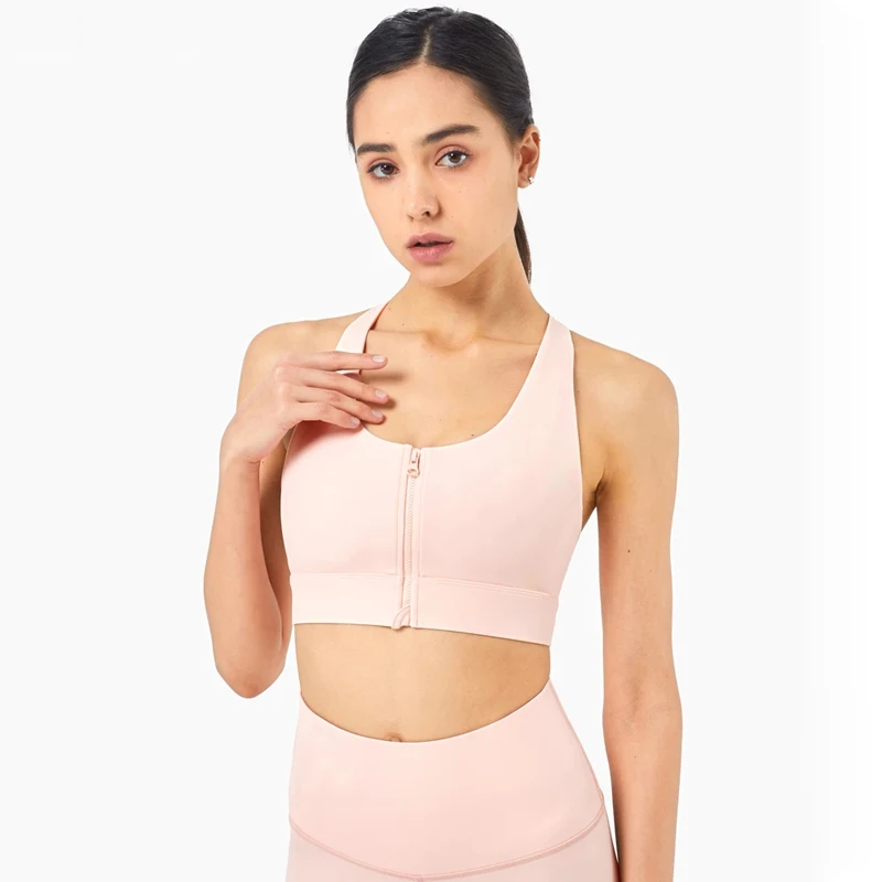 

Спортивный бюстгальтер с высокой поддержкой, на молнии, для фитнеса, женский, спортивный, впитывающий пот, для тренировок, тренажерного зала...