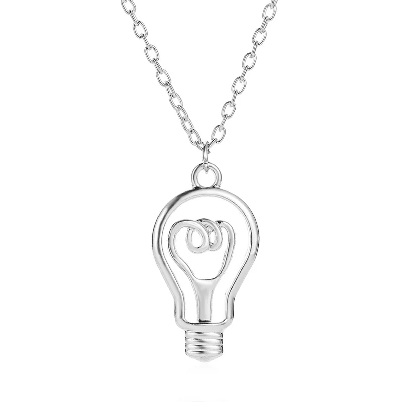 

100pcs / lot European and American hot jewelry creative light bulb Pendant Necklace simple and versatile clavicle chain